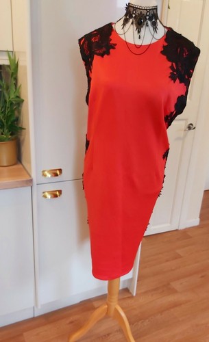 AX PARIS curve SIZE 24 RED BLACK LACE WIGGLE pencil bodycon DRESS party sexy - Picture 2 of 11