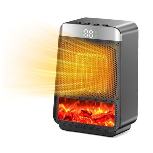 Portable Space Heater for Indoor - Small Electric Flame Heaters Small Black