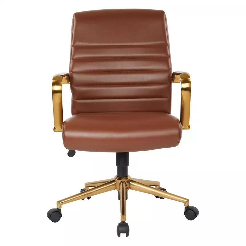Faux brown 2024 leather office chair