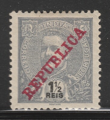 Portugal Kolonie INDIEN 1911 Republica 1 1/2r MH* Briefmarke A28P34F29173