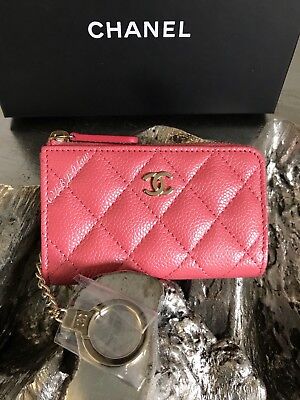 Nwt Chanel Pink Caviar O Key Holder Card Coin Zip O Case 2018 18s