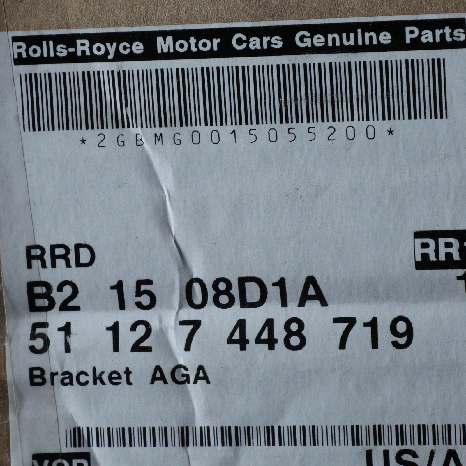 GENUINE ROLLS ROYCE Cullinan Rear Bumper LH AGA Holder Bracket 51-12-7-448-719