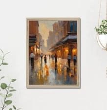 City Street Painting Print, Urban Art Print, People Art Print