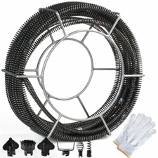 45 Ft Drain Auger Plumbing Snake Clog Cable 5/8 In. Sewer Pipe Cleaner Durable