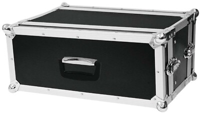 ROADINGER Effektrack CO DD 4 HE, 24 cm tief, schwarz Doubledoor Effekt Rack Case