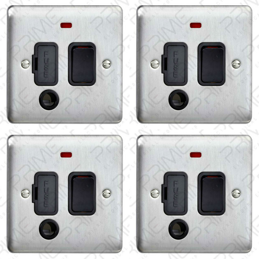 4 x Deta VE1373SSB Switched Spur Connection Units with Neon & Flex Outlet 13 Amp