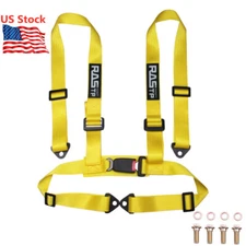 RASTP Racing 4 Point 4PT Harness Nylon Adjustable US Yellow