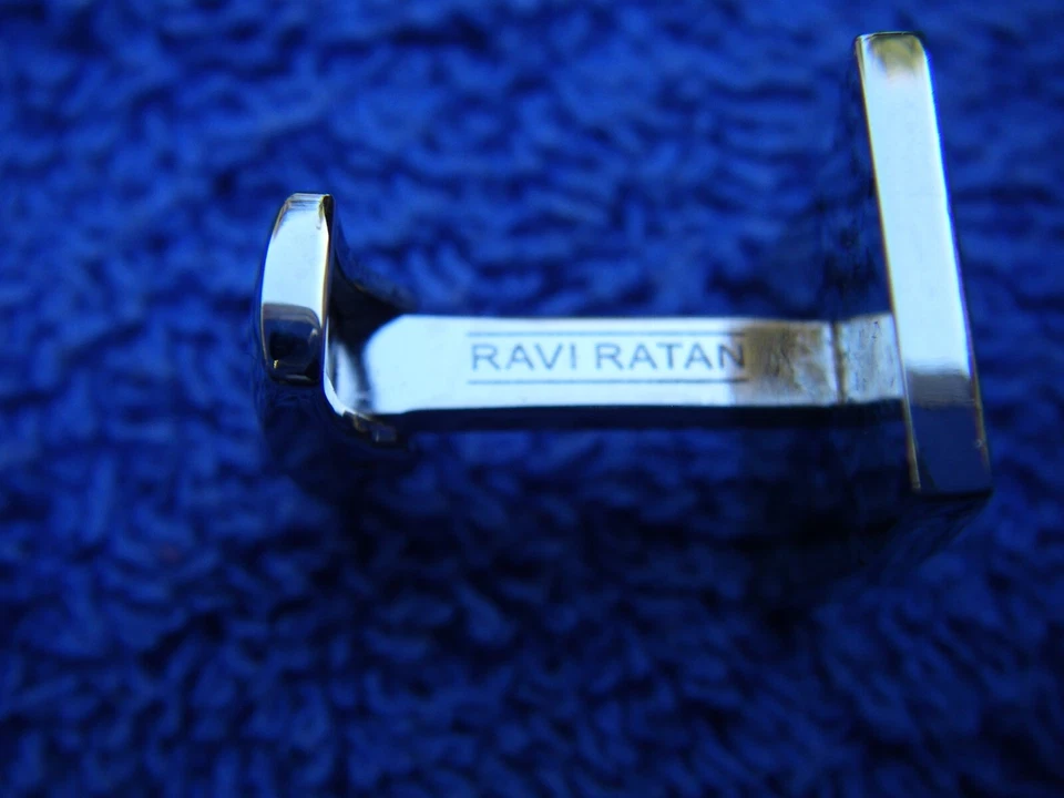 Fino Par de Gemelos Esmaltados Camuflaje Firmados RAVI RATAN-CON CAJA-SIN RESERVA Foto 4 de 4