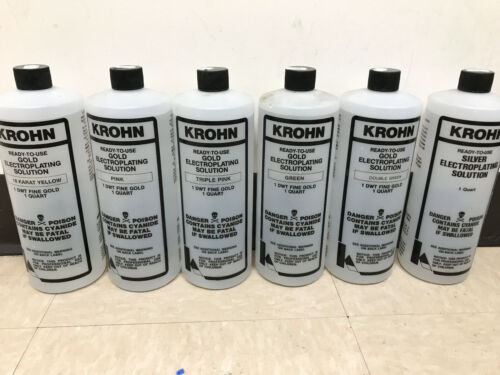 SOLUCIÓN DE CHAPADO EN ORO KROHN 24K, 18K, 14K, ORO ROSA ROSA VERDE PLATA - Imagen 2 de 11
