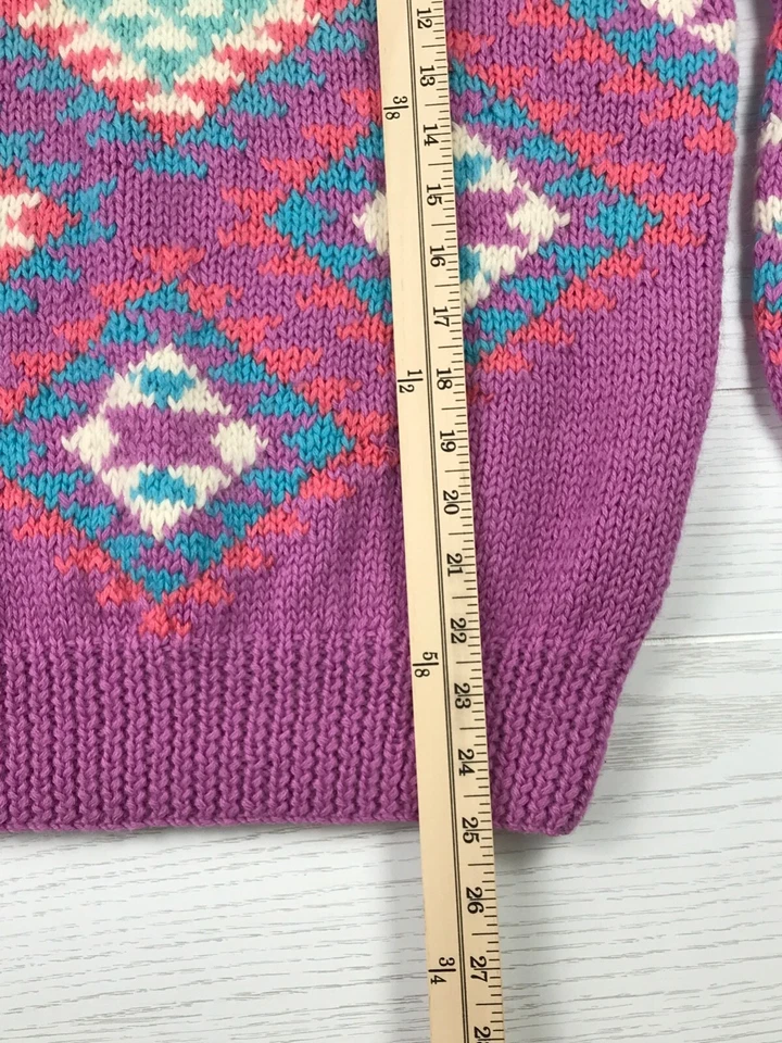 Suéter Obermeyer Mujer Pequeño Lana Púrpura Azteca Jaynee Cuello Alto Grueso Tejido Foto 4 de 4