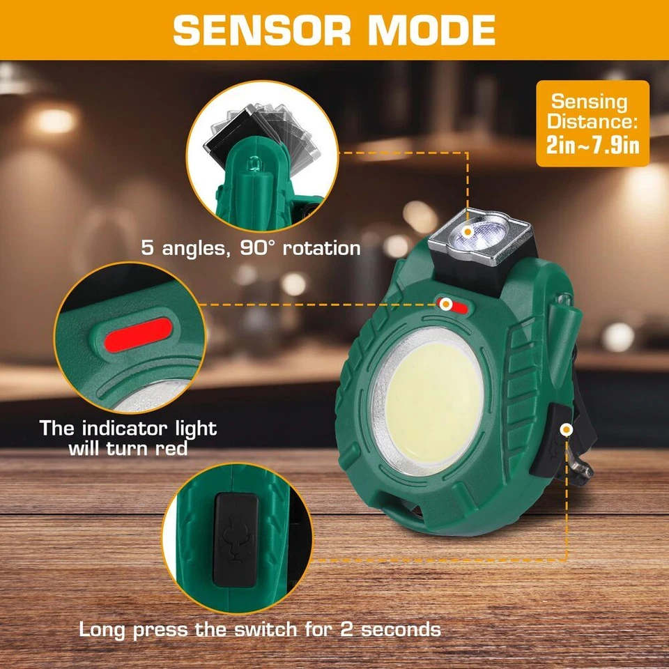 EverBrite Rechargeable COB Keychain Work Light 2Pack Magnetic Flashlight 6 Modes - Image 3 of 4