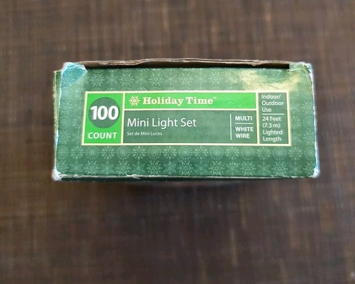 Holiday Time Mini Lights Multicolor 100 Count String Christmas 24 Ft White Cord - Picture 5 of 9