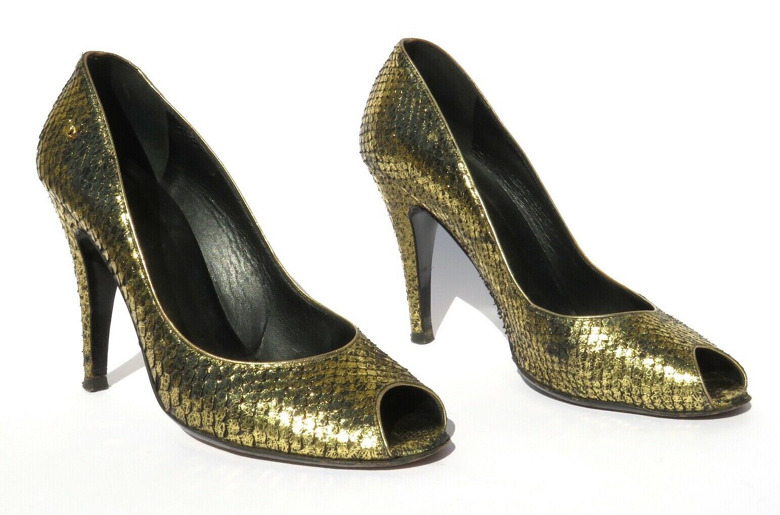 CHANEL Metallic Gold Python Snakeskin Leather CC … - image 3