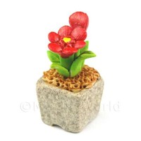 Miniatur Handgefertigte Rot Farbige Keramik Blumen