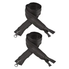Resin Zippers with Pulls 2pcs 120CM 8# Black Plastic Zippers for Sewing Jacke...