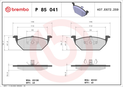 BREMBO Bremsbelagsatz Scheibenbremse PRIME LINE P 85 041 für AUDI VW SKODA SEAT