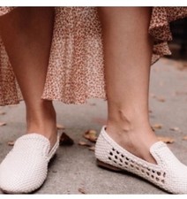 Birdies The Starling White Woven Womens Vegan Slip On Flats Loafers 6 Comfort