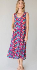 Natural Life Dress Women's Floral Hangout Cotton Midi Boho Hippie Flower Medium