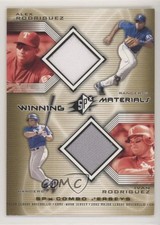 2002 SPx Winning Materials Combo Jerseys Ivan Rodriguez Alex #WM-AR HOF 5ox