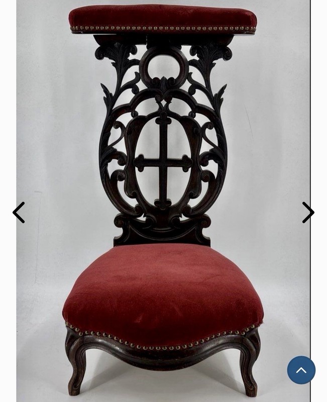 Antique Victorian Gothic Revival Prayer Chair, Circa 1880–1910