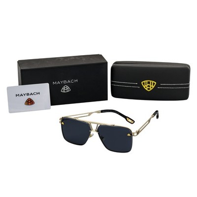 Maybach Rimless Square Metal Aviator Sunglasses Gold Frame Dark