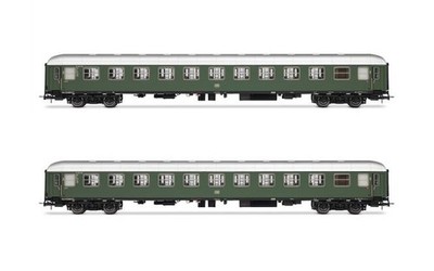 Rivarossi 2-tlg. Set Liegewagen Bcm243, in grüner Farbgebung,DB  Ep. III HR4377