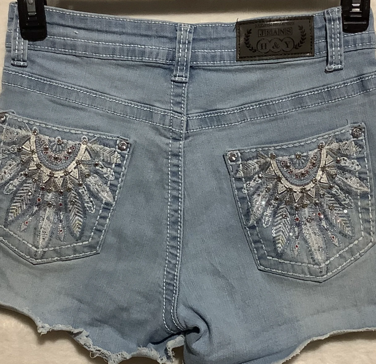 H&Y Collection MidRise Shorts Sz 11/12 CutOffs Embellished Western Native Amercn