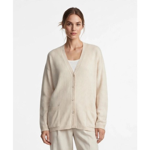 Brunello Cucinelli, Bruno Cucinelli cardigan donna cashmere avena scollo a V tasche vintage taglia XL