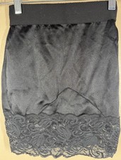    Vanity Fair Women's Black Firm Control Lace Trim Shaper Half Slip Skirt Size