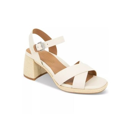 Gentle Souls Rimini Sandals Cream Leather Block Heel NIB Retail $189 - US 9