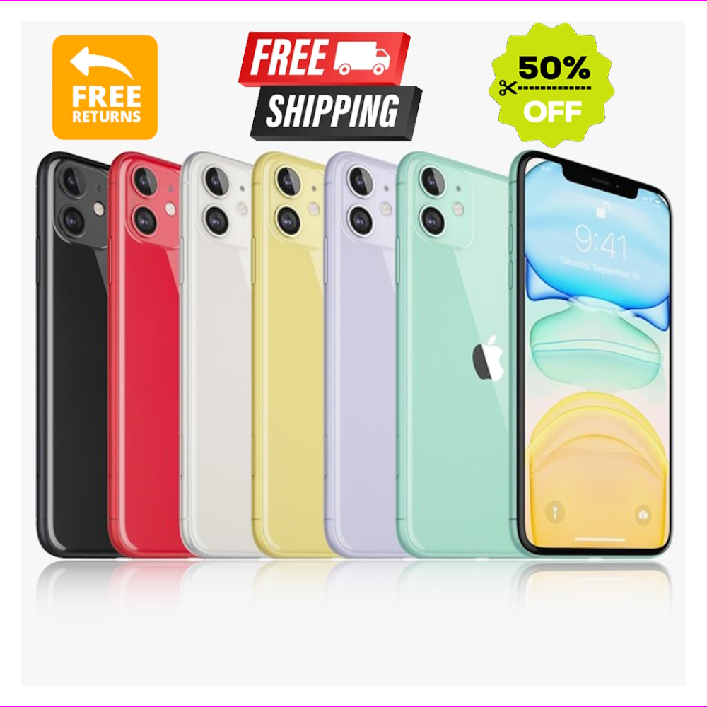 Apple iPhone 11 128GB, 64GB - Unlocked - Black, Red, Yellow - Free