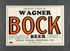 1940's IRTP beer label - WAGNER 7% BOCK BEER - Columbus, OH
