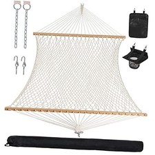 Rope Hammock Double Hammock with Hardwood Spreader Bar Without Stand Natural
