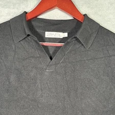 Collars & Co Sweater Mens Large Black Australian Merino Wool Collared Pullover