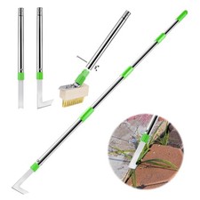 Patio Weed Remover Tool with Long Handle Weed Scraper and Weed Brush Set Combo