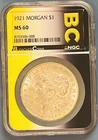 1921 Morgan Silver Dollar $1 NGC MS60 Philadelphia