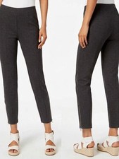 Eileen Fisher NWOT Ponte Knit Slim Zip Ankle Pants Pull On Size L Charcoal Gray