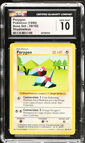 Porygon (Shadowless) graded CGC 10 for sale on eBay