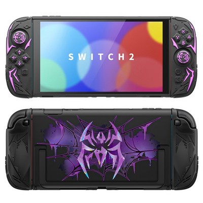 PlayVital Cyber Spider Case for Switch 2 Dockable Cover w/ Grip Caps Sticker