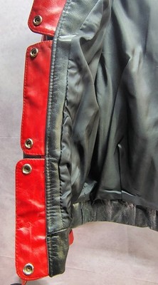 Vintage 80' Black Red Leather Jacket rare Canada Women's Reverse