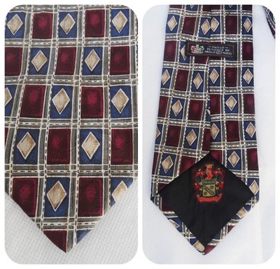Paolo Gucci Men's Silk Tie Red/Blue Geometric Vintage Italy Hand Finished 58''