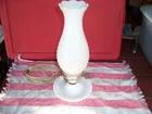 Vintage Electric Milk Glass Hobnail Table Lamp Light, White 14in WORKING w Globe