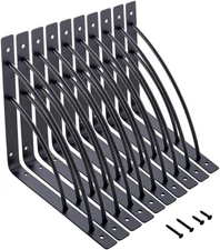 10 Pack 8 inch Black Decorative Shelf Brackets Corner Brace for Wall Mount