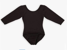 Moret Child Large 3/4 Sleeve Leotard Black Basic Dance Wear 124845