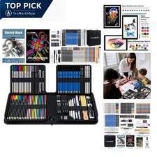 82 Pack Drawing Sketching Kit Art Supplies Pencils Charcoal Watercolor Pastel...