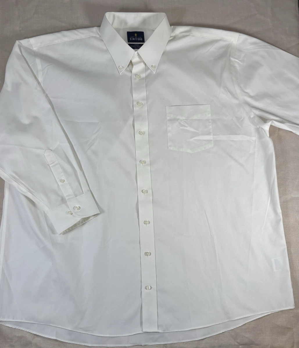 mens white dress shirt 19 34 35 Horace Small Men's New Dimension Stretch Poplin Long Sleeve Shirt 19 x 34, White