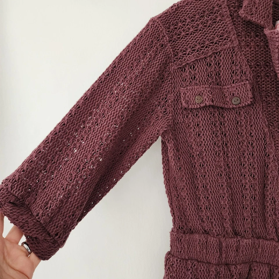 Free People Beach Ciruela Púrpura Ryan Mameluco Jersey Pantalones Cortos Tejido Manga 3/4 Talla XS Foto 4 de 4