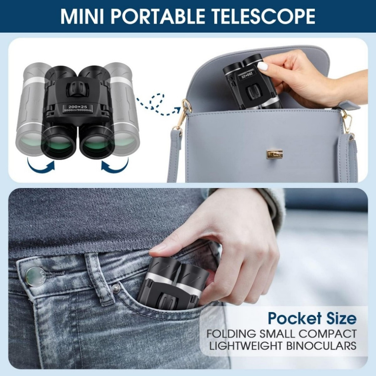 200X25 Compact Binoculars for Adults Kids High Powered Mini Pocket Binocula US