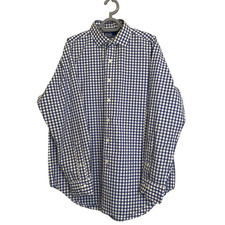 Ralph Lauren Formal Shirt Mens Large Blue Check Long Sleeve Collar Button Down