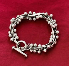 Silpada 925 Sterling Silver Graduated DNA Cha Cha Ball Link Toggle Bracelet 8”